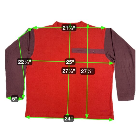 Vtg Patagonia Top Mens L Red/Brown Micro D-Luxe Long Sleeve Lightweight - Picture 2 of 12